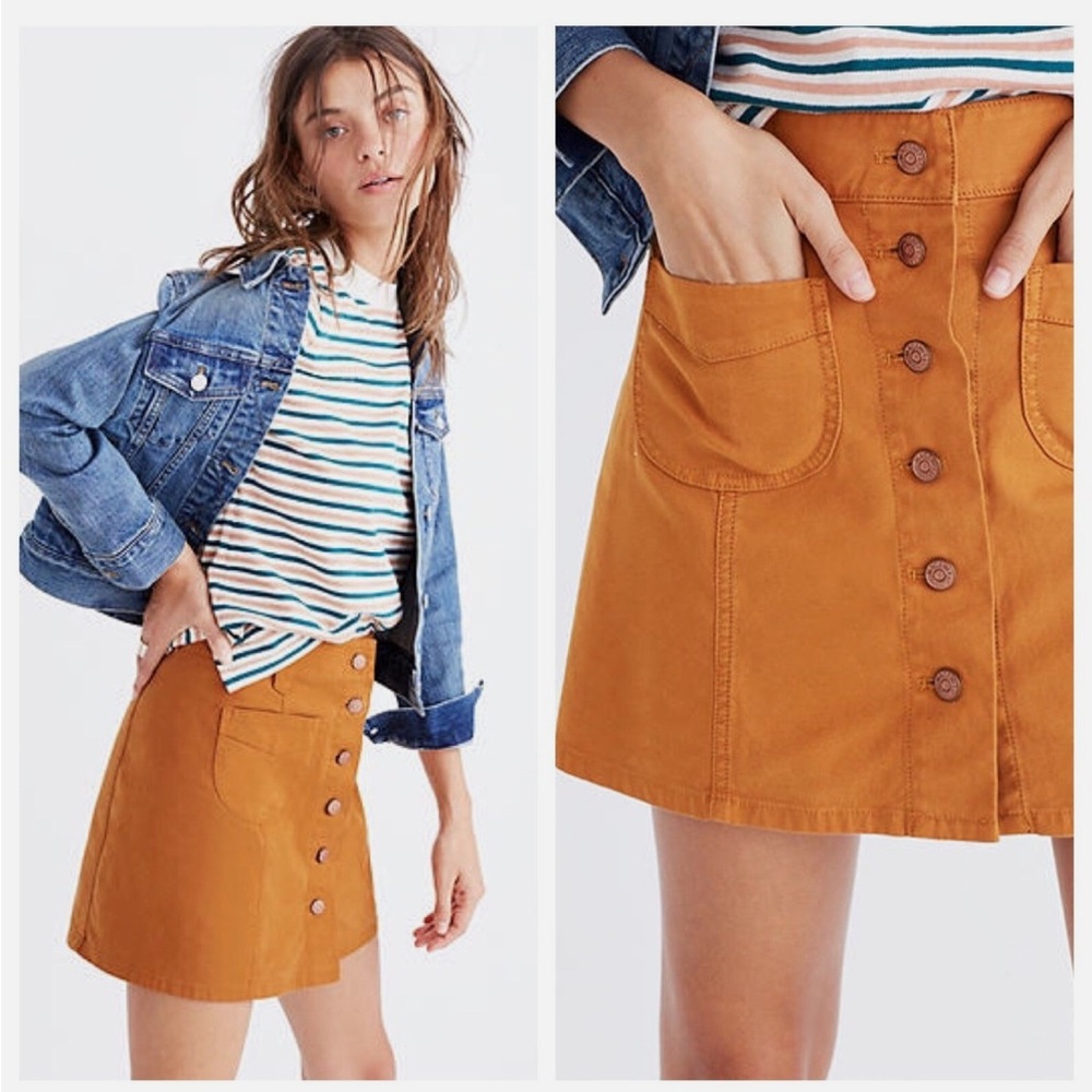 Madewell Rust Button-Front Mini Skirt size 0 - Picture 4 of 7